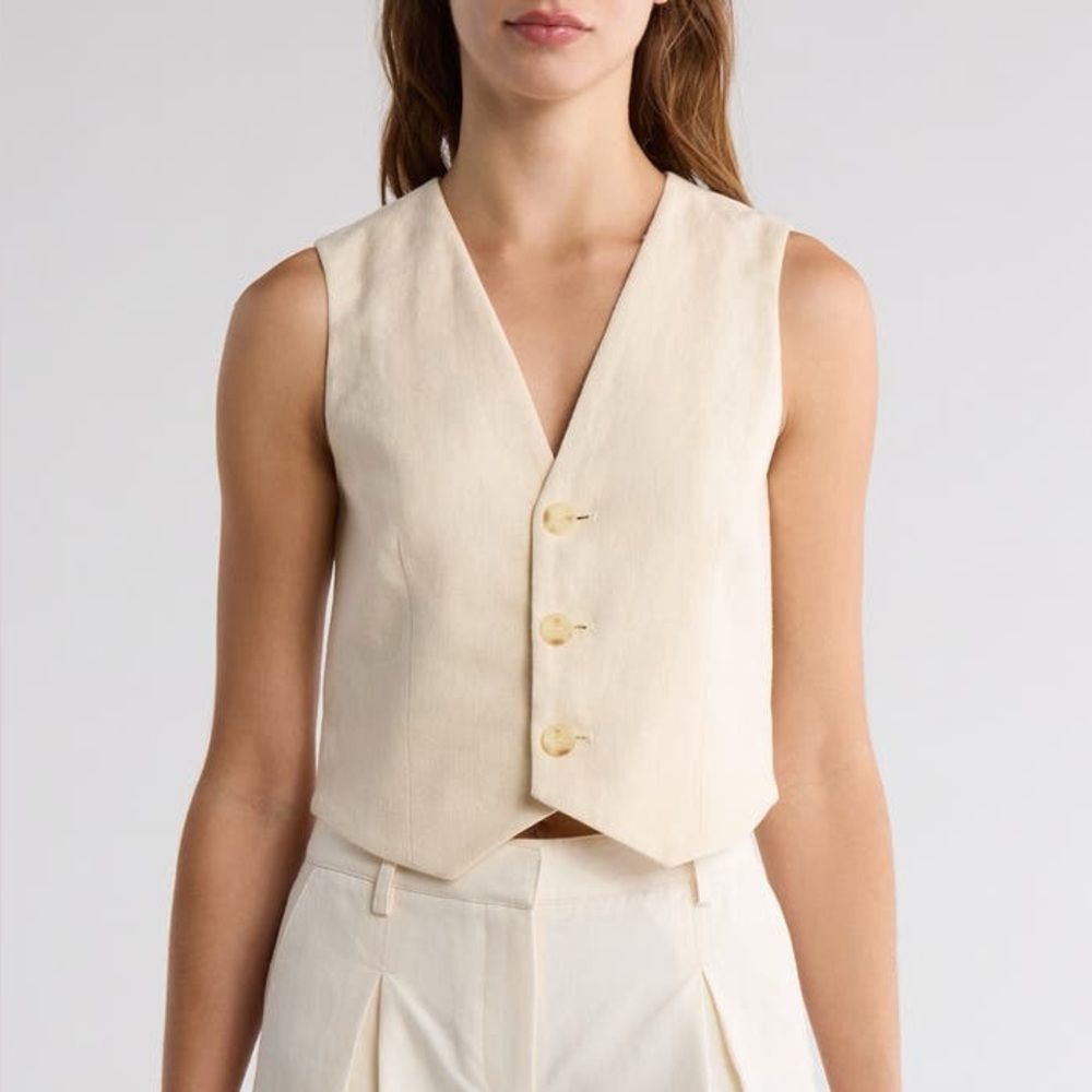 NWT A.L.C. Maxwell Linen & Cotton Vest Sz 6 Neutral Closet Staple Minimalist‎